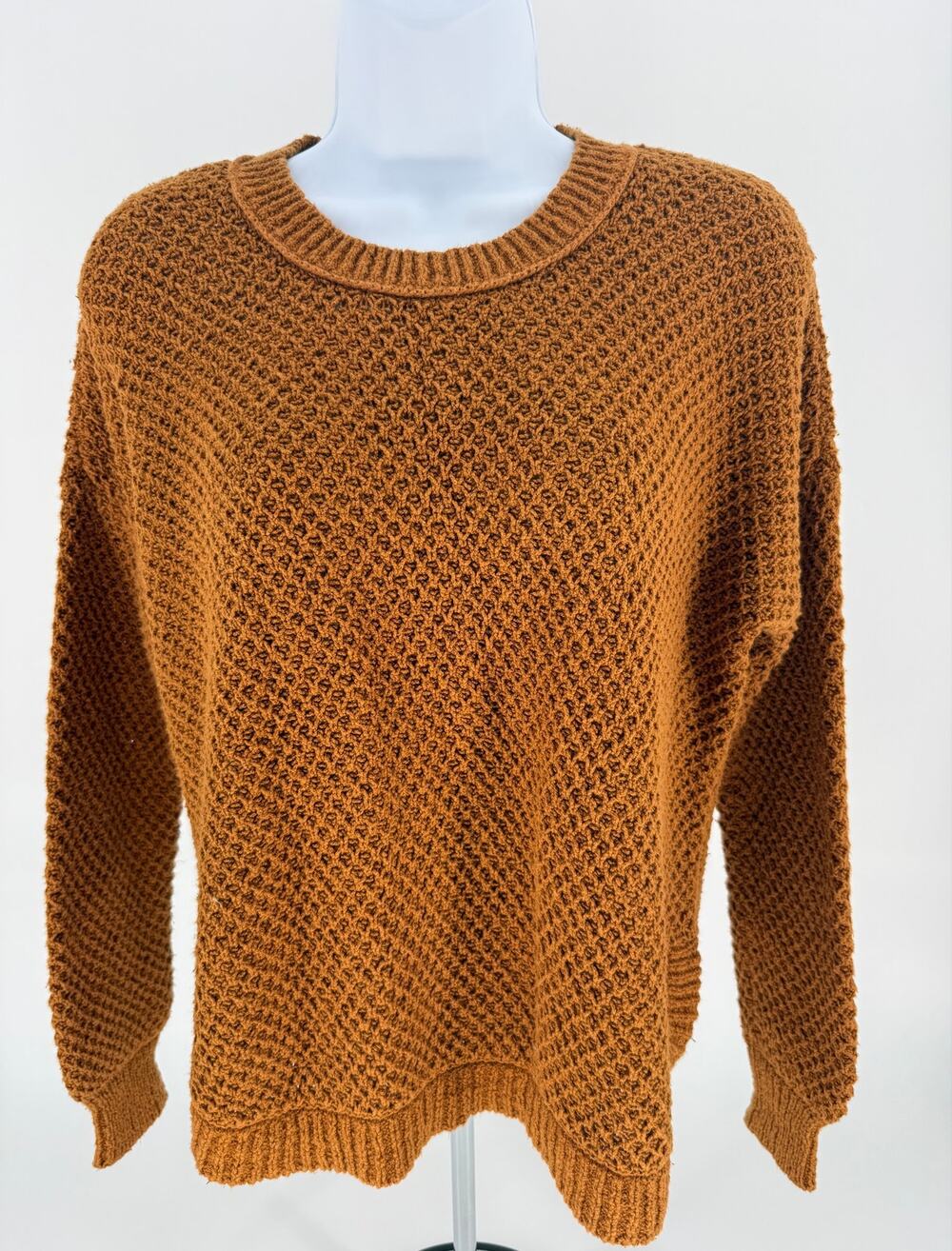 Madewell Sweater Womens XXS Brown Textured Knit Crewneck High Low Pullover